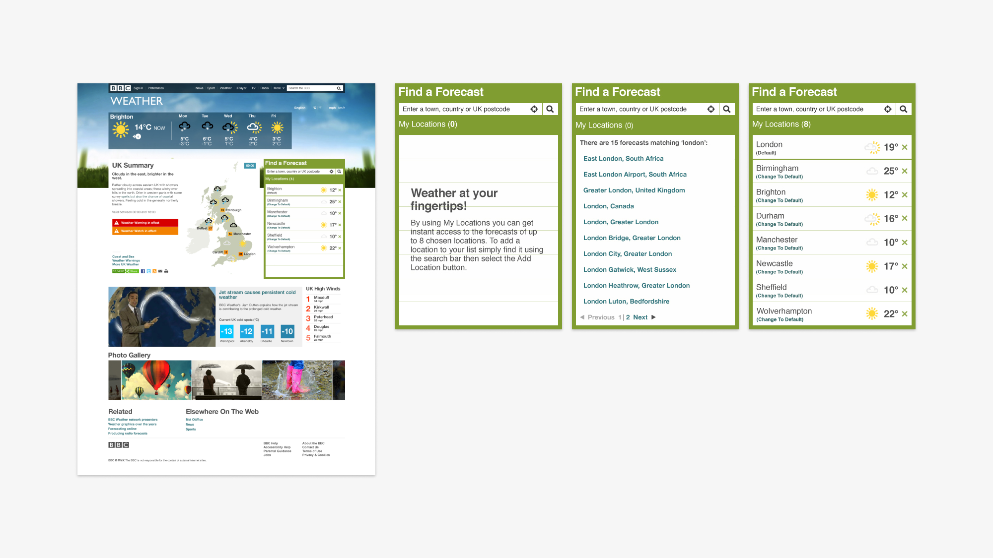 Find a Forecast box styling and behaviour designs