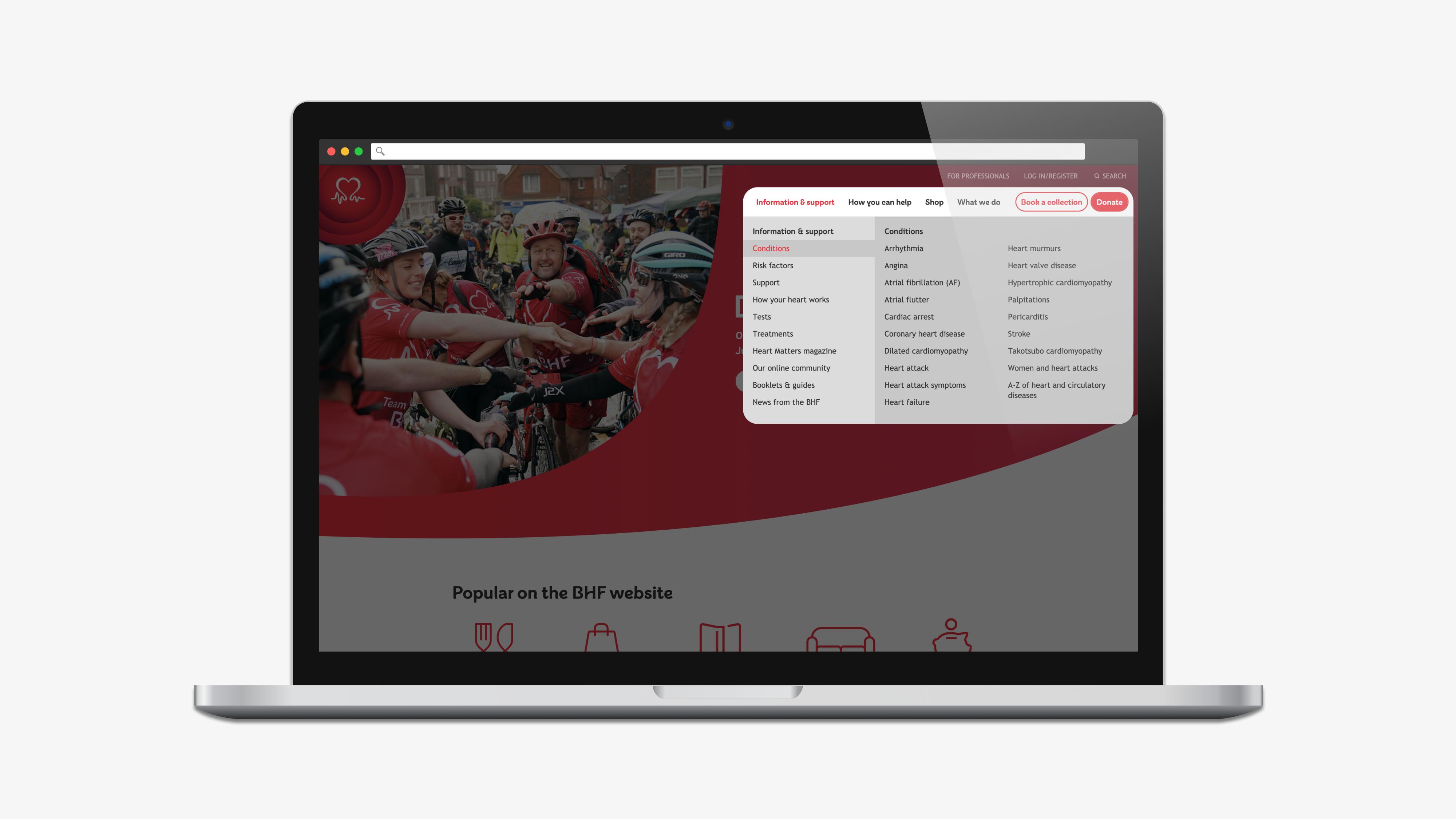 Mega-nav shown on laptop mockup