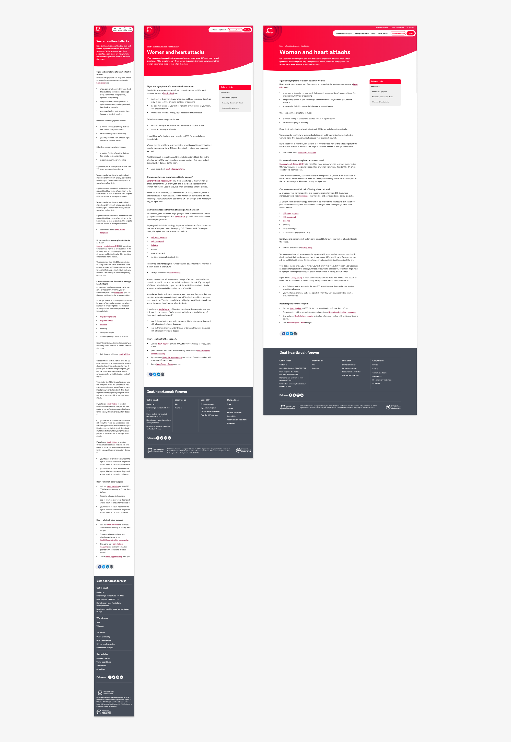 Final standard content page — Women and heart attacks, mobile and desktop