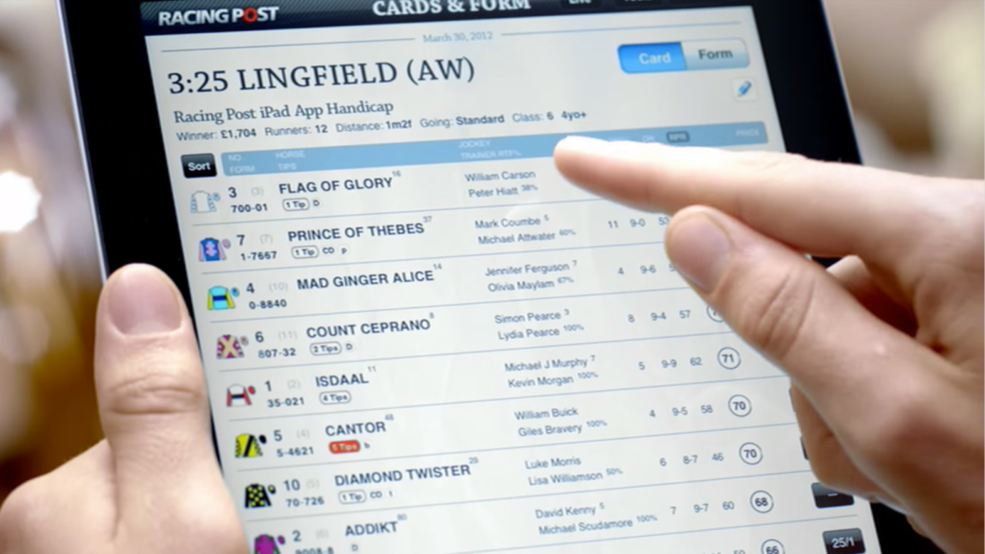 Racing Post Daily Edition shown on an iPad